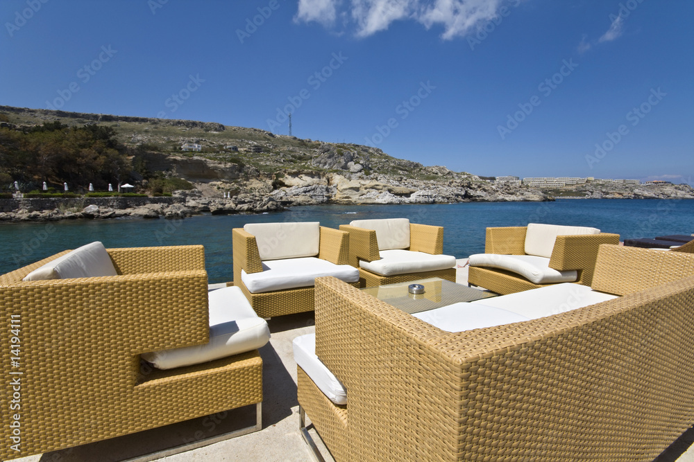Luxury chill out summer bar at Rhodes island, Greece