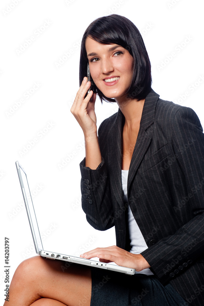 Businesswoman with Laptop and Phone