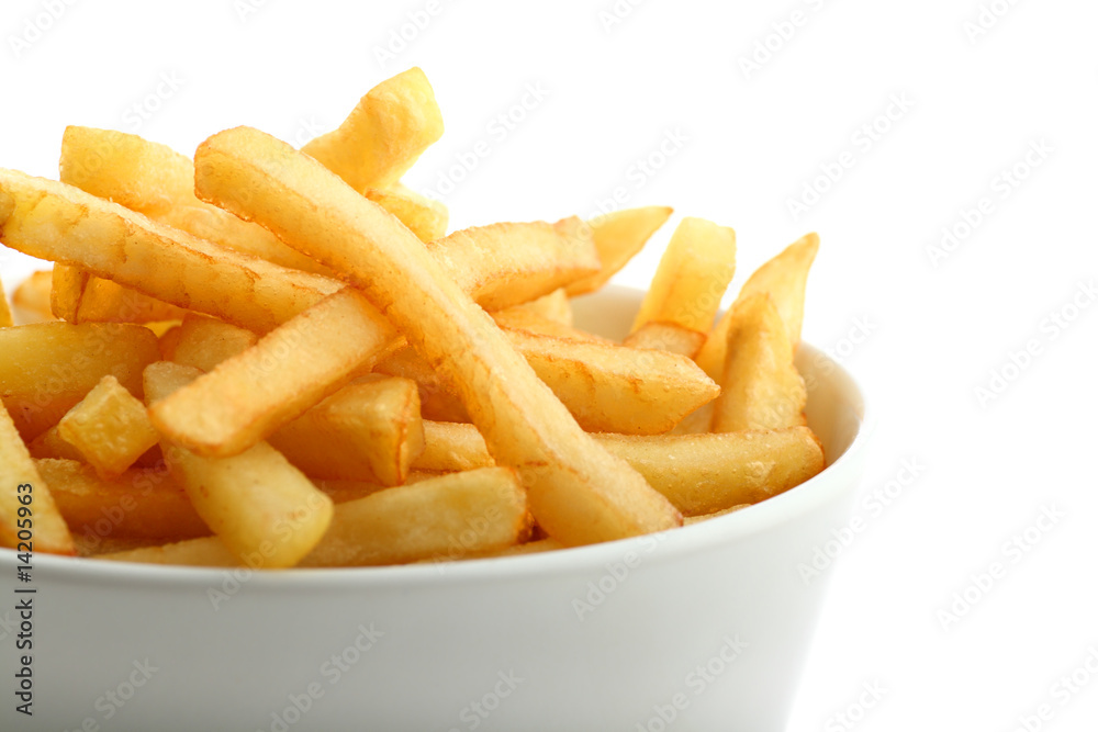 French fries detail isolated on white French fries detail isolated on white