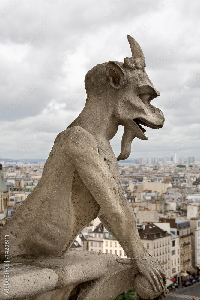 Paris Gargoyle in Notre Dame Paris