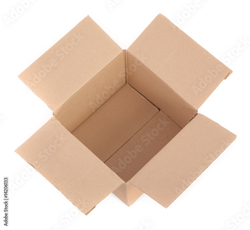 cardboard box on white - top view