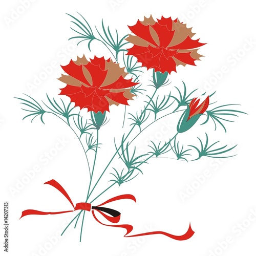 red carnation, bouquet