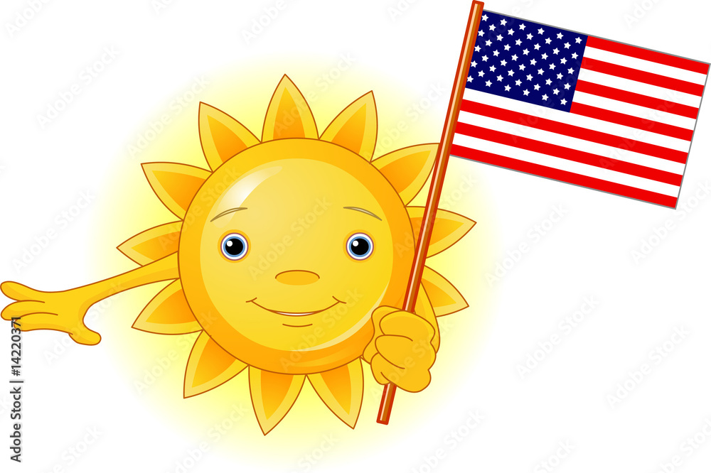 Summer Sun with American flag