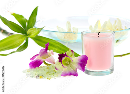 spa theme with pink candle