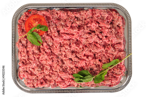 Minced meat in a tray.