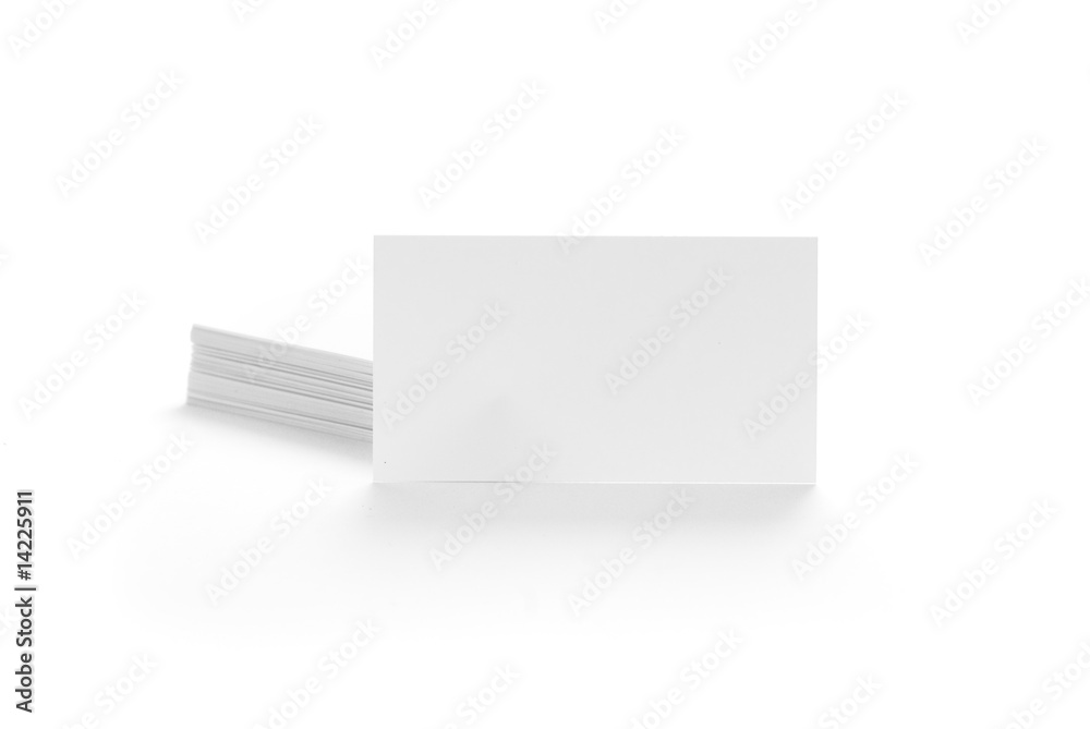 carte de visite blanche sur fond blanc, fond vide et message Stock