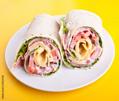 wrapped tortilla sandwich rolls photo