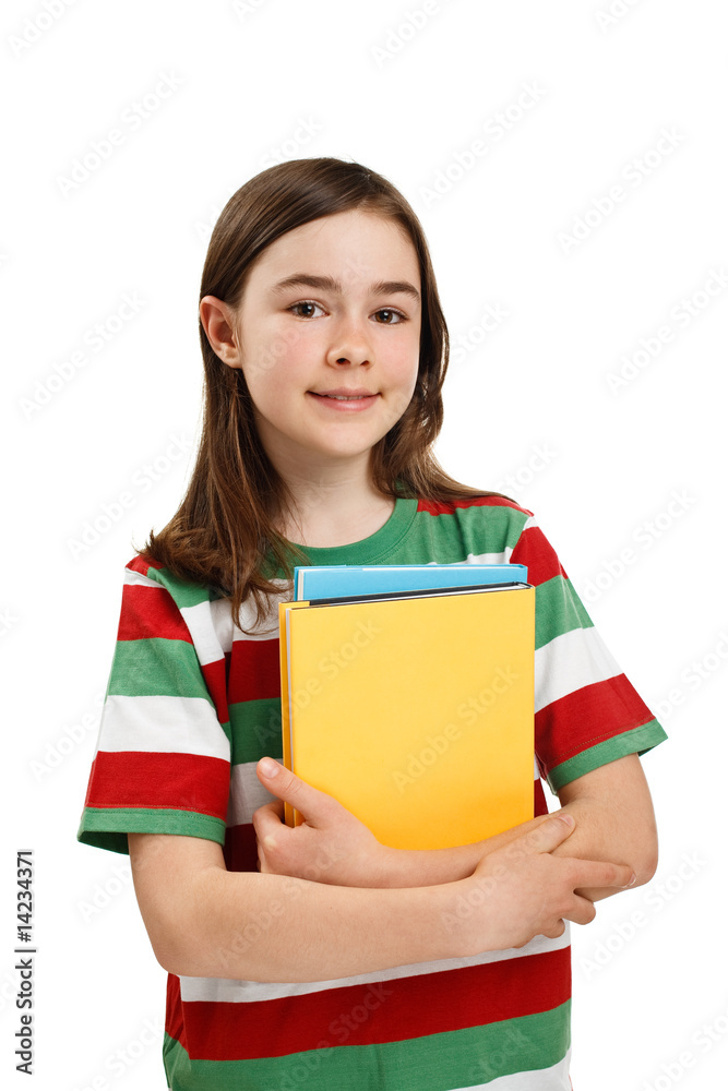 Girl holding books isolated on white background Girl holding books isolated on white background