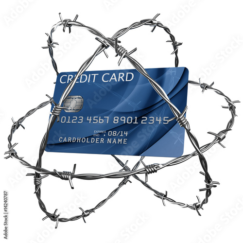 Credit card wrapped in barb...
