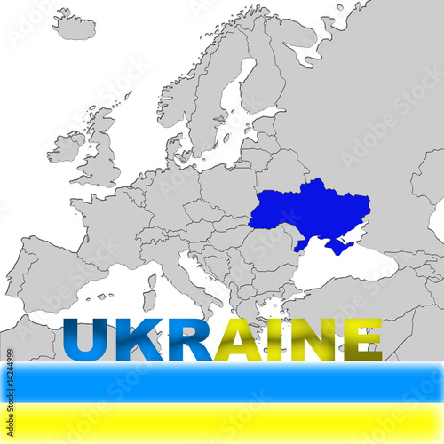 Ukraine map and flag