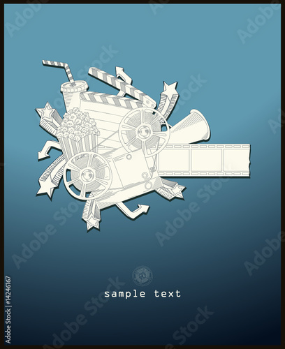 load the movie - vector - line drawing - blue
