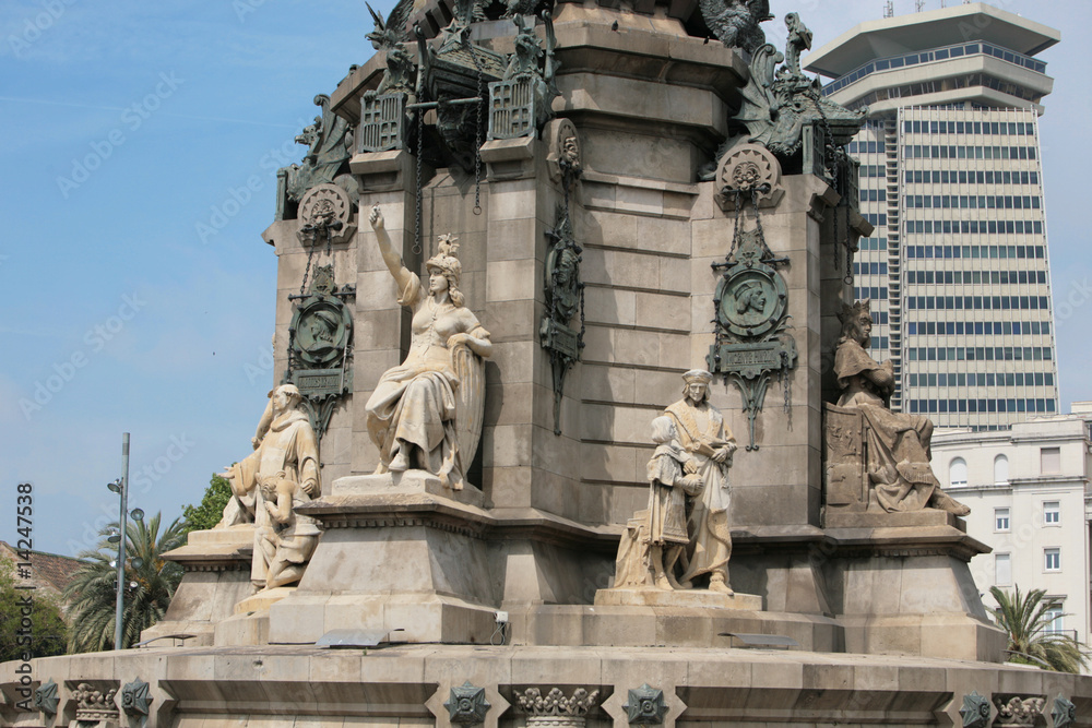 Fragment Statue of Christopher Columbus in Barcelona