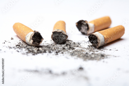 Fotografia Ciggarete butts on white