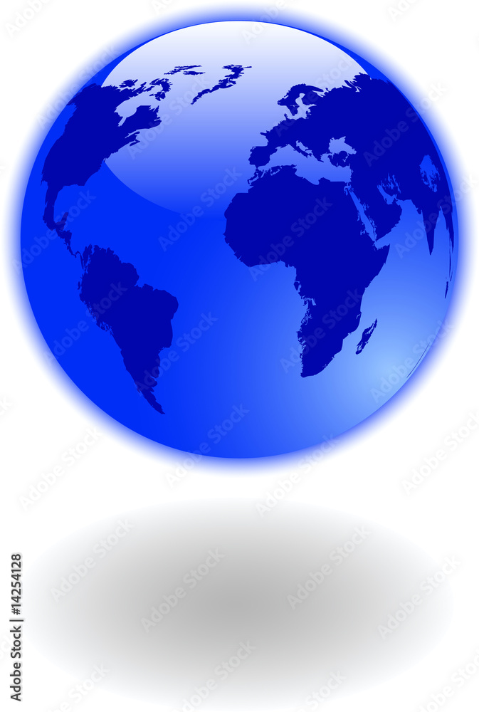 the vector blue world map and globe the vector blue world map and globe