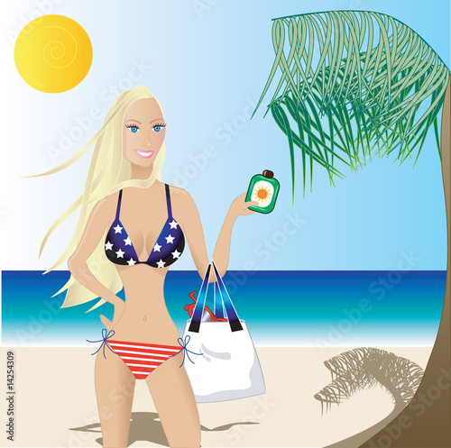 Beautiful Blonde Summer Beach Scene