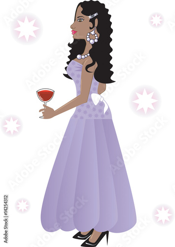 Beautiful Woman in Lavender Formal Gown