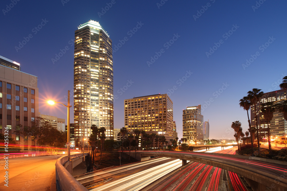 Fototapeta premium Downtown Los Angeles night view