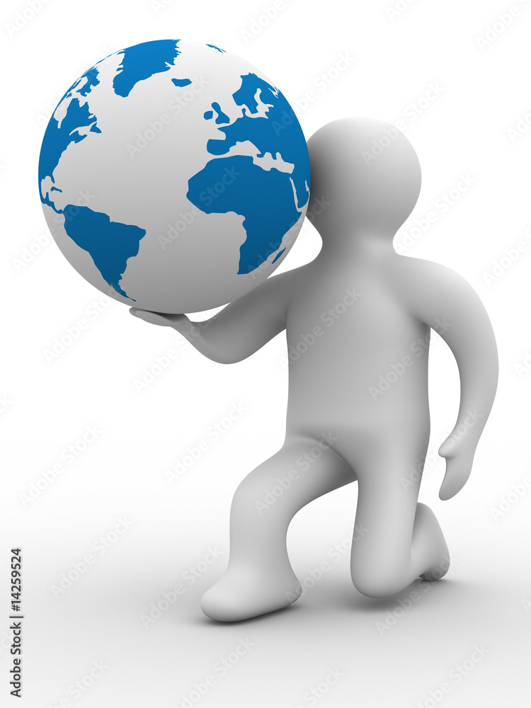 person give a globe. 3D image. Isolated illustrations person give a globe. 3D image. Isolated illustrations