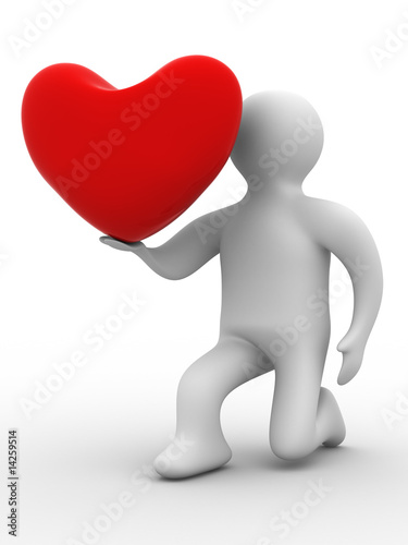 Heart in a gift. Isolated 3...