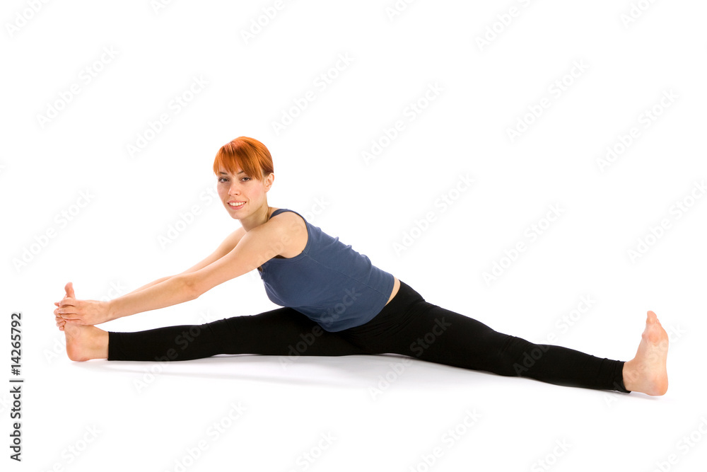 Smiling Woman doing Yoga Exercise