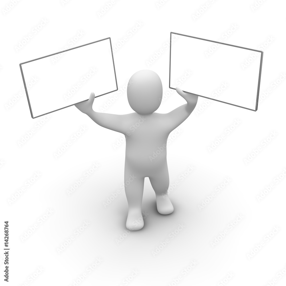 Man with two boards. 3d rendered illustration. Man with two boards. 3d rendered illustration.