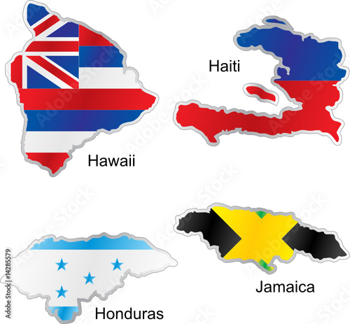 isolated american flags in map shape