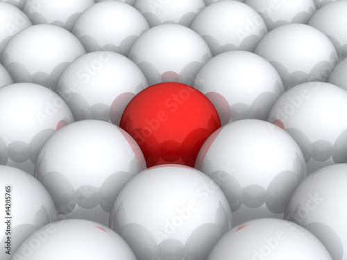 Red ball within white ones