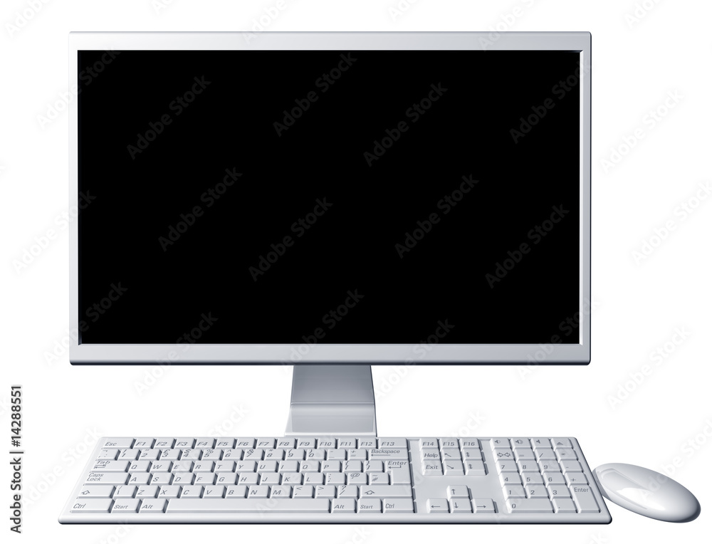 Contemporary desktop computer with blank screen Contemporary desktop computer with blank screen