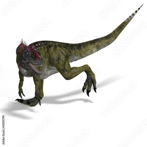 frightening dinosaur cryolophosaurus With Clipping Path over whi