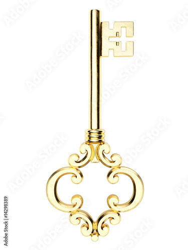Gold Skeleton Key isolated
