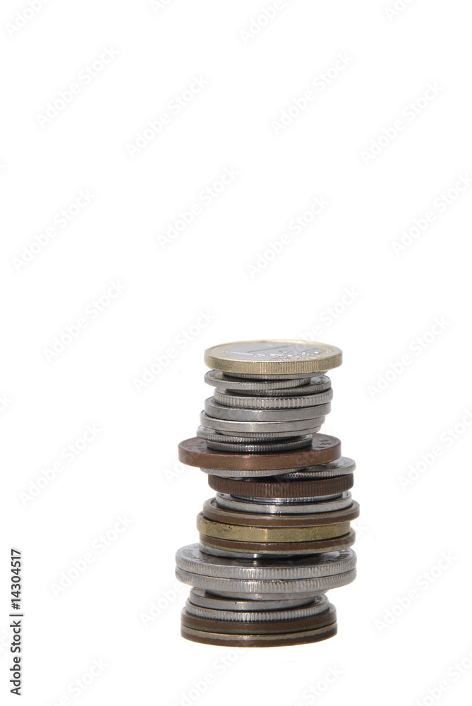 stack of coins isolated in a white background stack of coins isolated in a white background