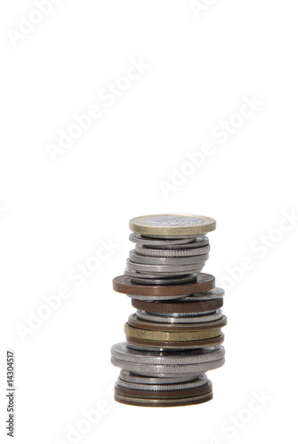 stack of coins isolated in a white background