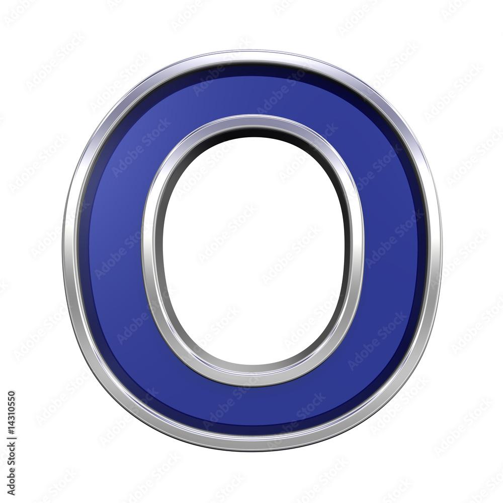 One letter from blue glass with chrome frame alphabet set One letter from blue glass with chrome frame alphabet set