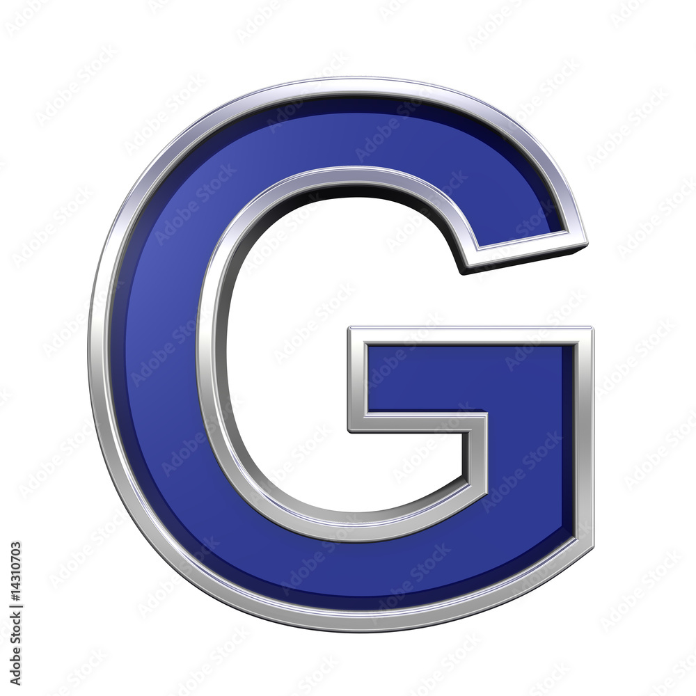 One letter from blue glass with chrome frame alphabet set One letter from blue glass with chrome frame alphabet set