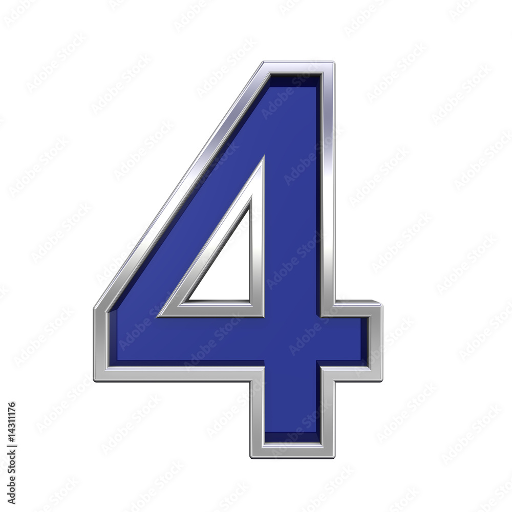 One digit from blue glass with chrome frame alphabet set One digit from blue glass with chrome frame alphabet set