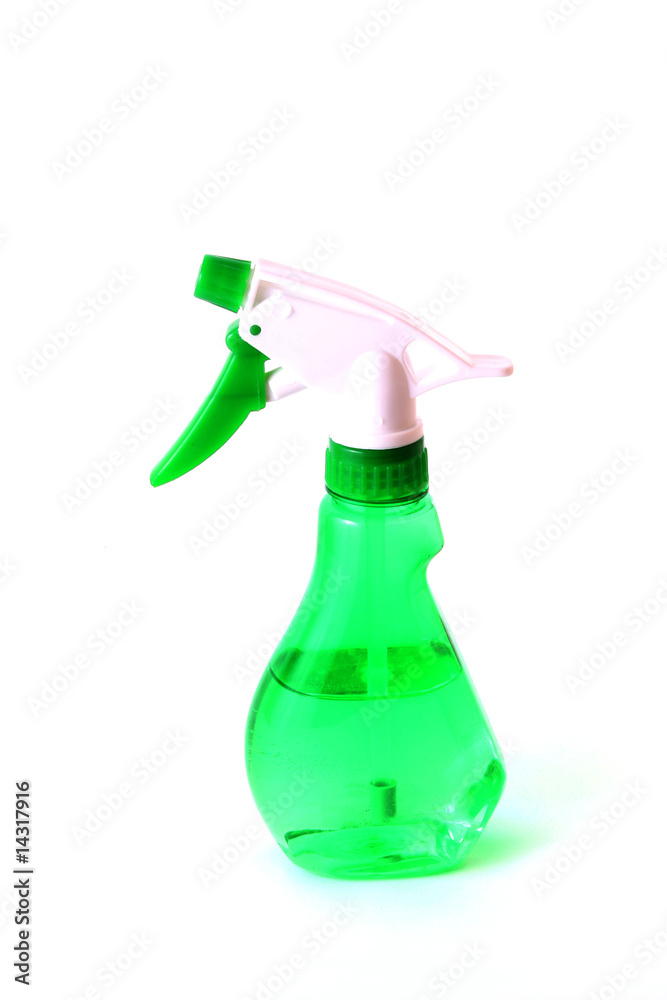 Green spray bottle isolated on white background Green spray bottle isolated on white background
