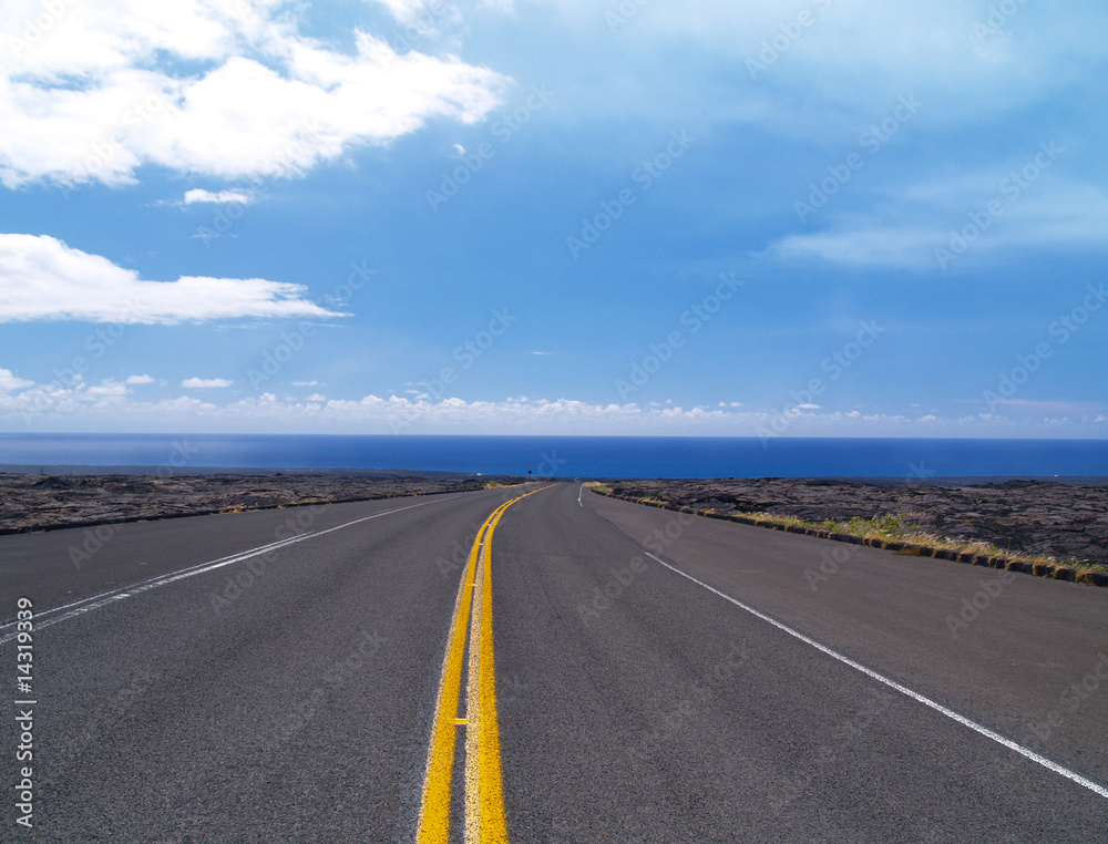 Straight road at Kilauea volcano,Hawaii