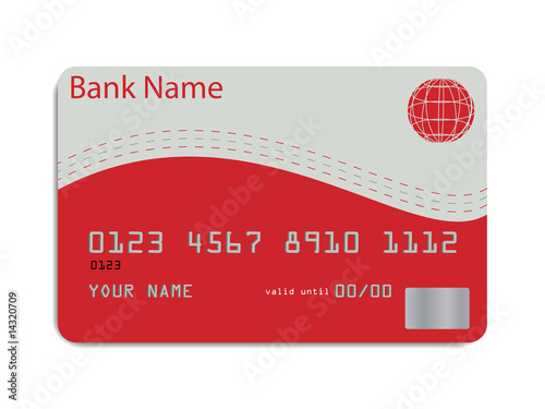 Vector of a styled credit card in red and silver tones