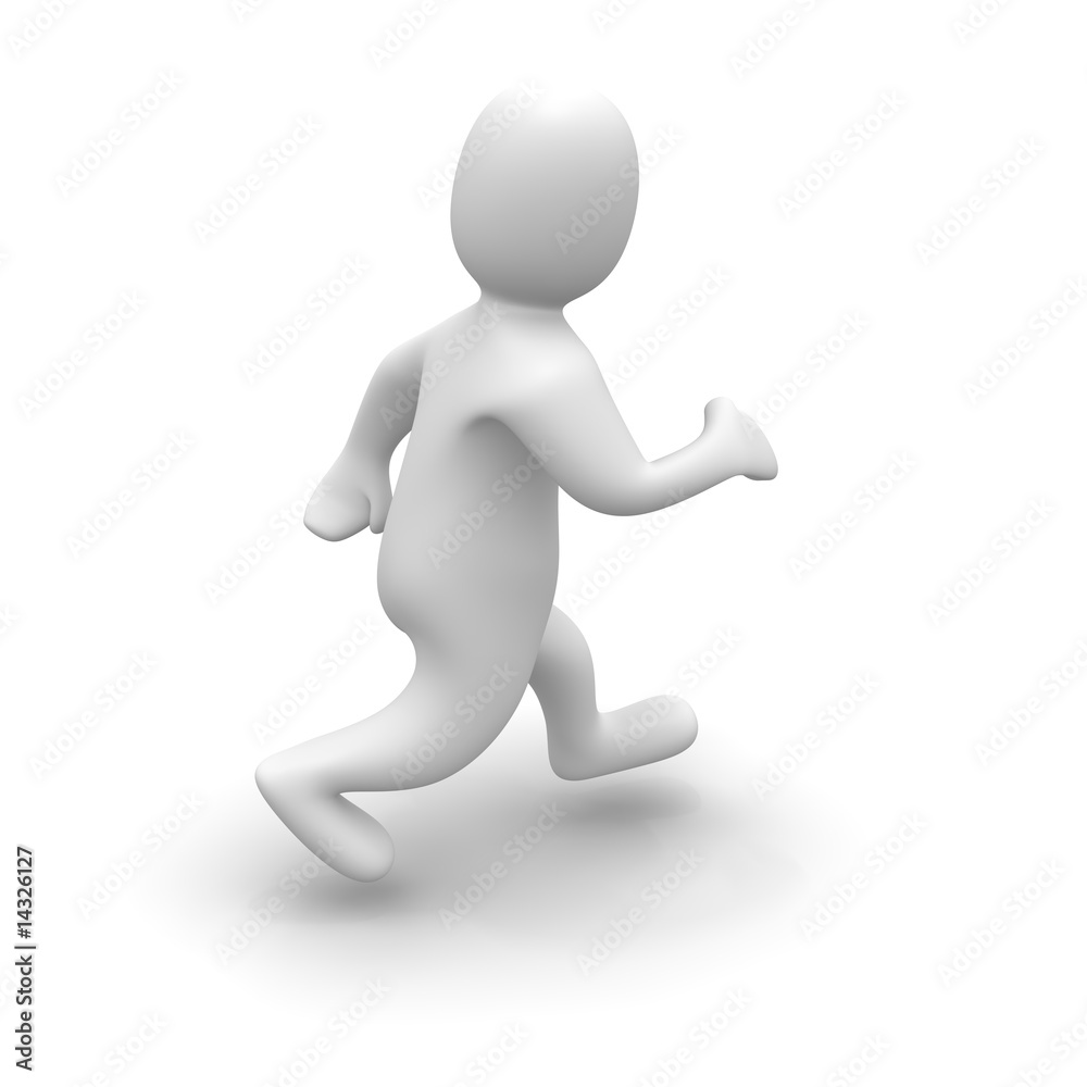 Man in run. 3d rendered illustration isolated on white. Man in run. 3d rendered illustration isolated on white.