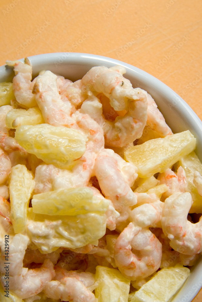Salad made of shrimps and pineapples