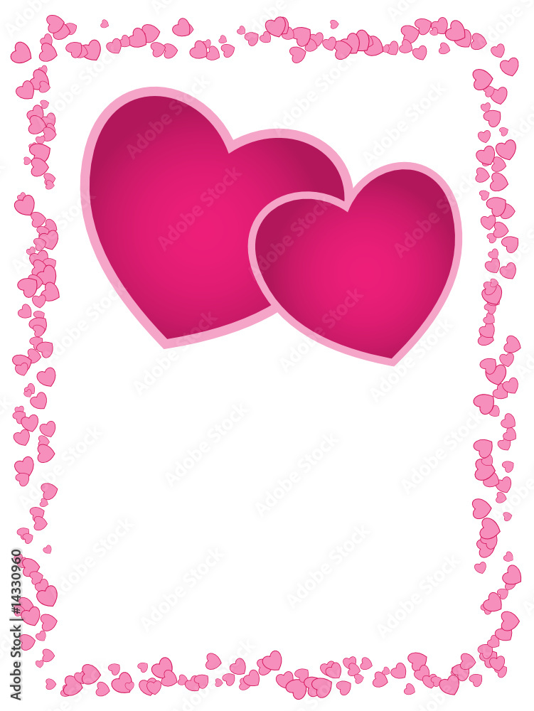 Vector card with pink hearts and empty space.