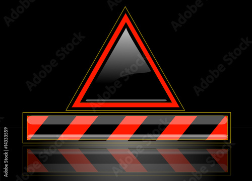 Hazard or warning signs with blank copyspace