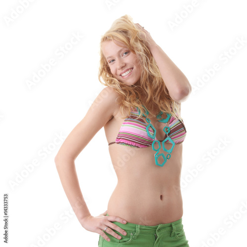 Young beautiful happy blond woman