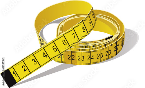 Yellow tape measure in centimeters. CMYK color.