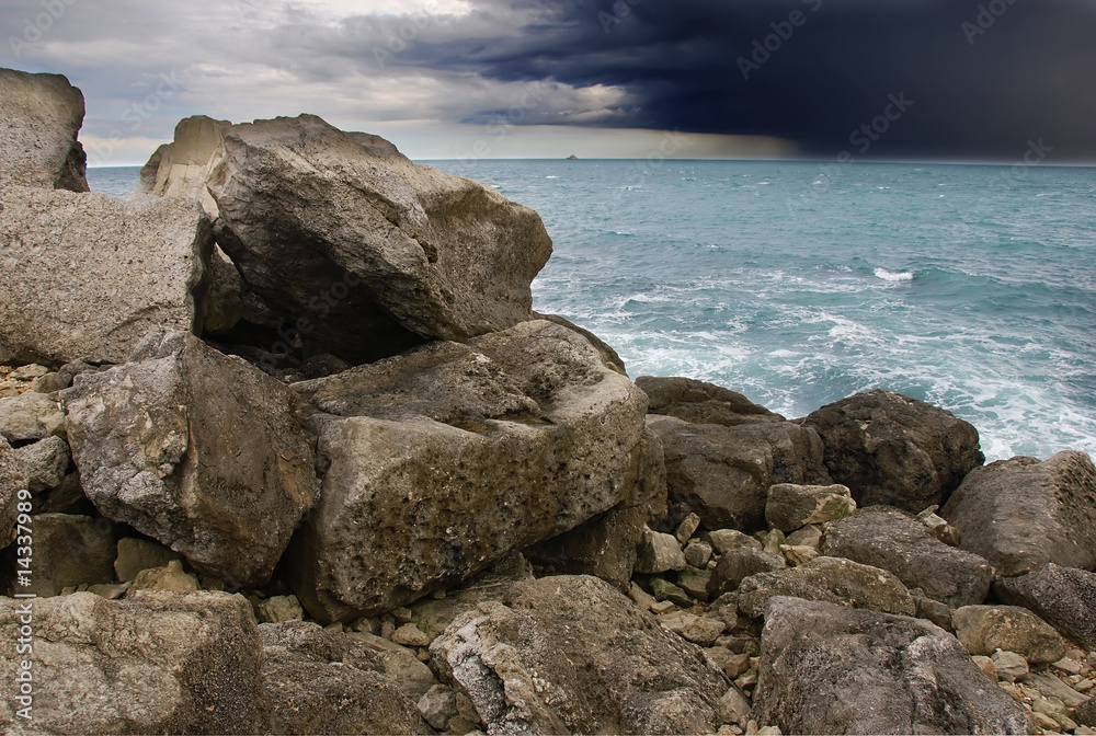 Stormy clouds over the sea