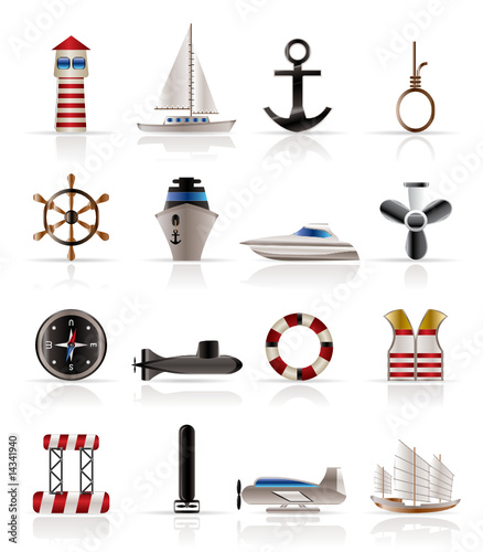 Marine, Sailing and Sea Icons - Vector Icon Set