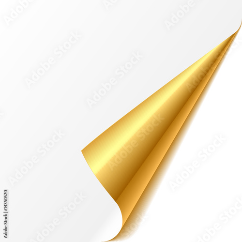 Turned edge. Gold. Vector.