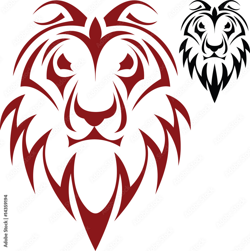 The vector sketch of a tattoo of a head of a lion The vector sketch of a tattoo of a head of a lion