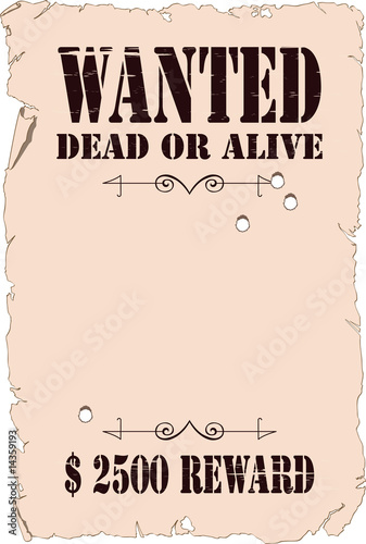 Poster about search of the criminal in style of the wild West