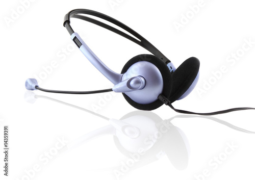 Headset with a microphone on glass. Isolated